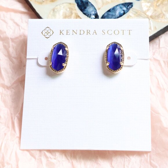 Kendra Scott Jewelry - Kendra Scott - Ellie Cobalt Cat's Eye Stud Earrings Gold